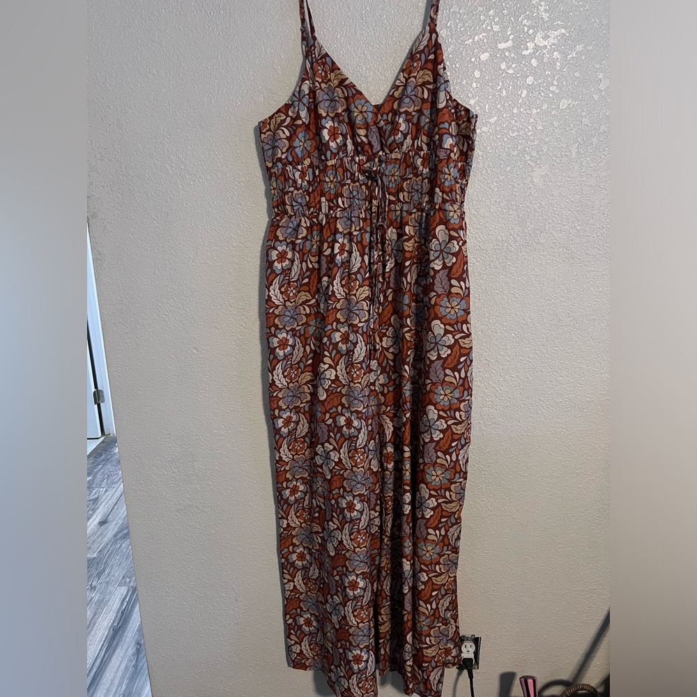 Floral Maxi Jumpsuit — Rust Floral